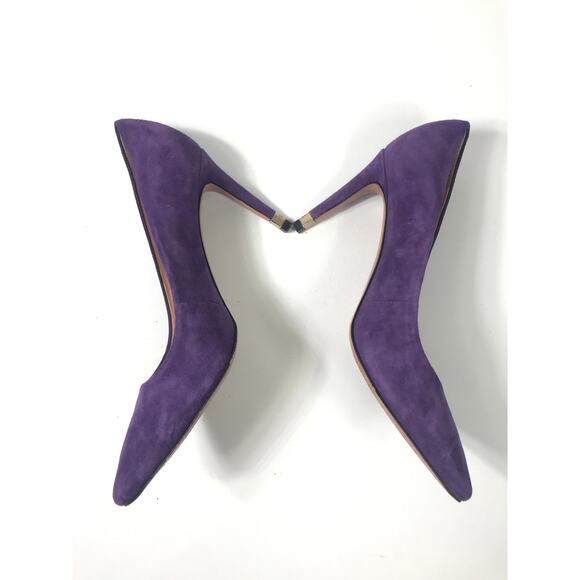 Tory Burch Greenwich Pump Women's 7 Purple Suede Stiletto Heels Chic Formal Bold - Picture 7 of 10